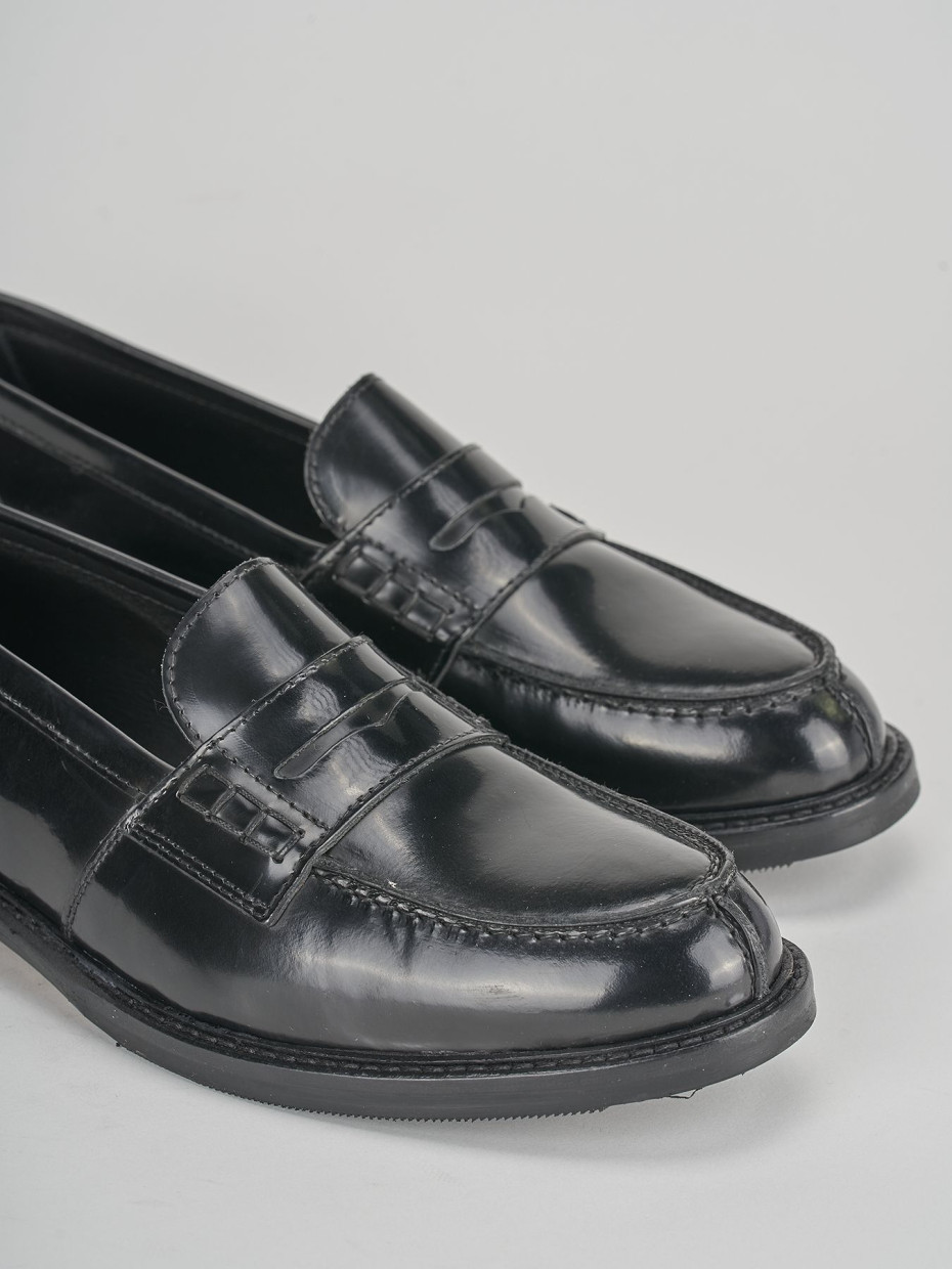 Loafers heel 1 cm black leather