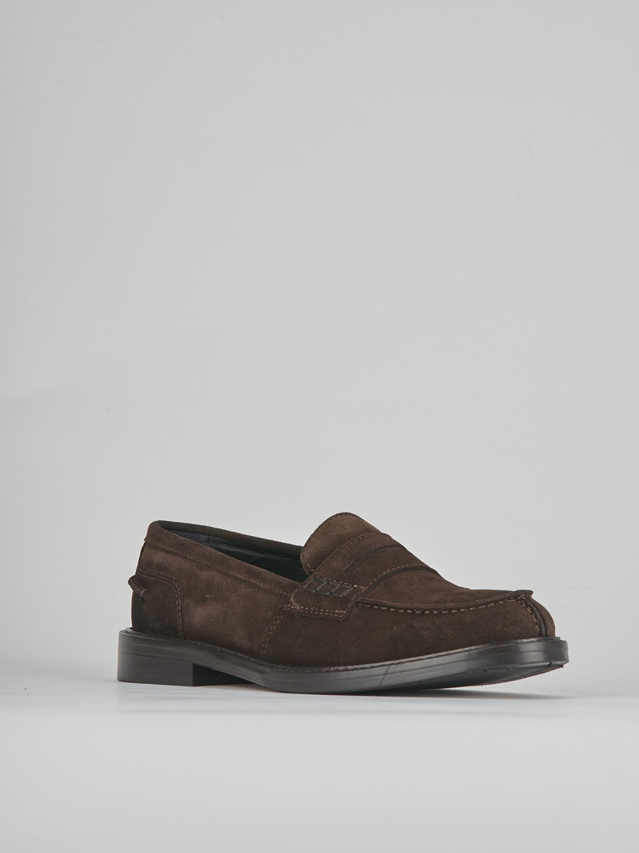 Mocassino tacco 1cm  testa camoscio