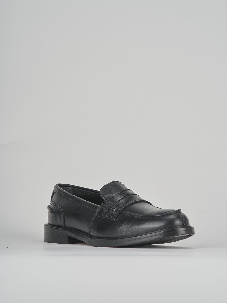 Mocassino tacco 1cm  nero pelle
