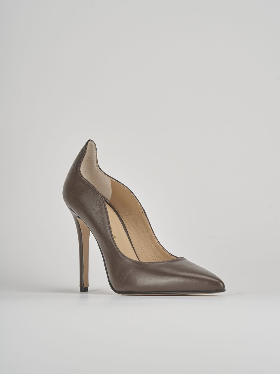 Decollete e slingback tacco 11cm pelle marrone Barca Stores