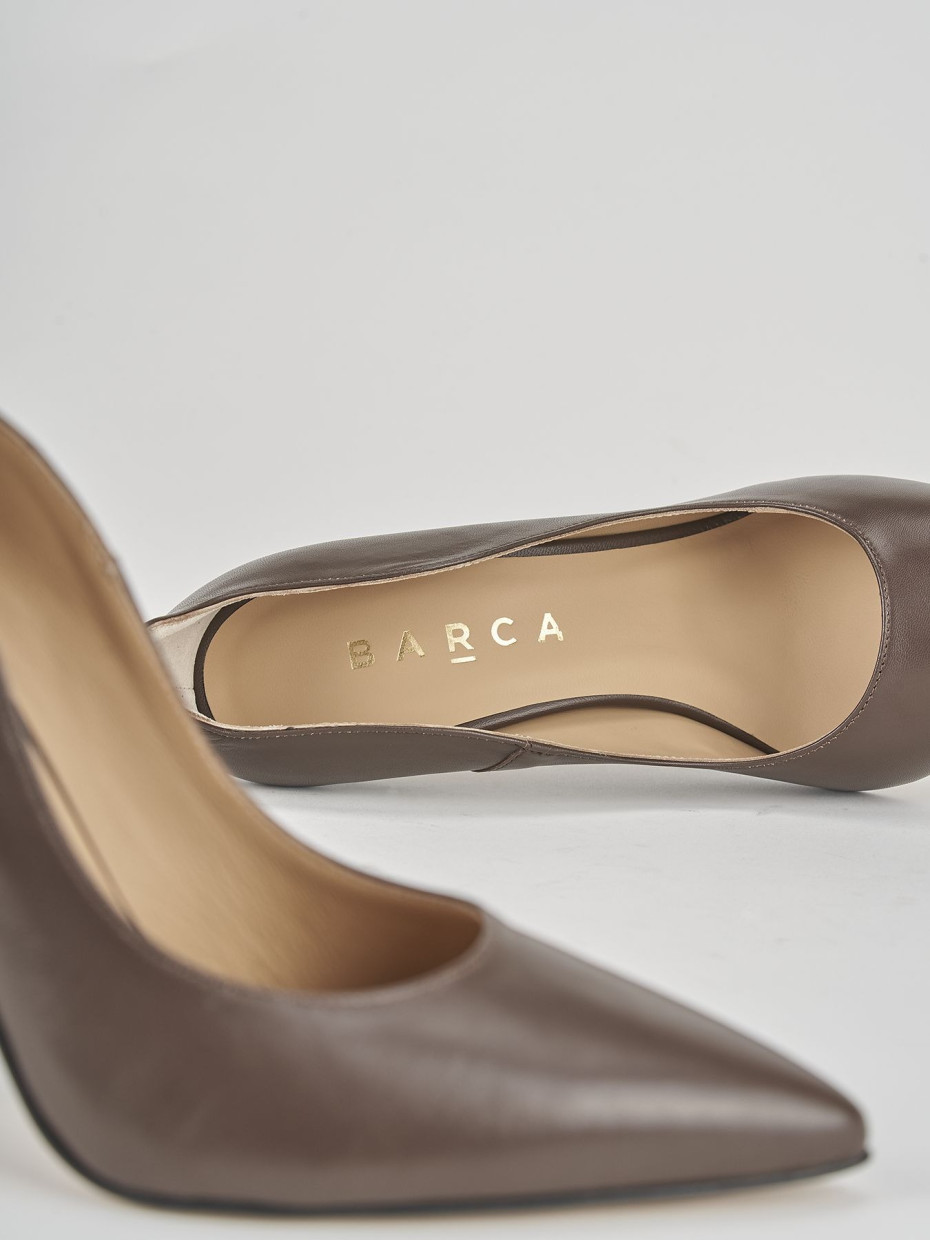 Décolleté e slingback tacco 11cm pelle marrone