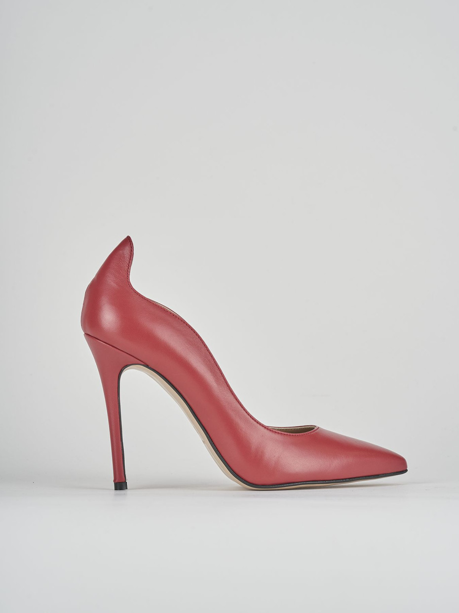 Décolleté e slingback tacco 9cm pelle rosso