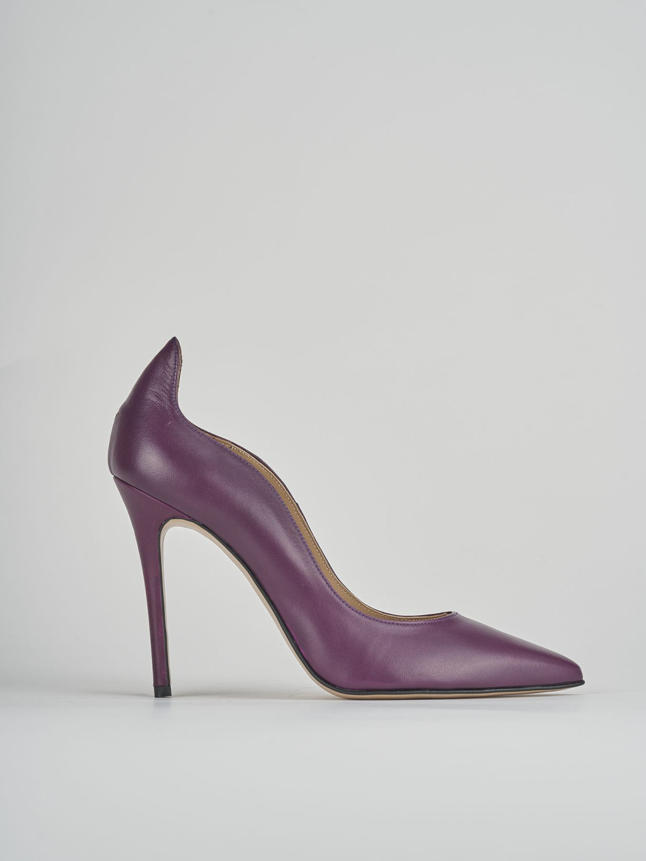 Décolleté e slingback tacco 9cm pelle viola