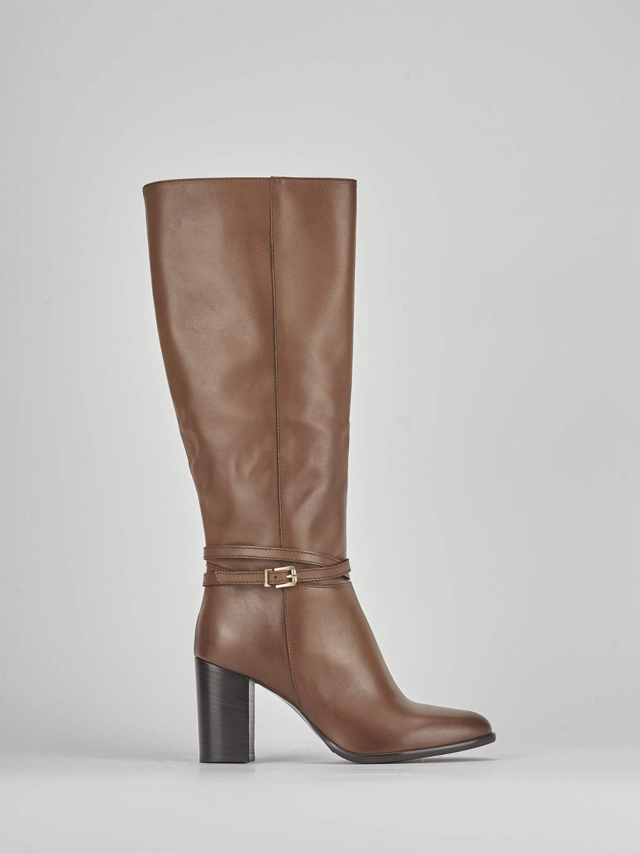 Stivali tacco 6cm pelle marrone Barca Stores
