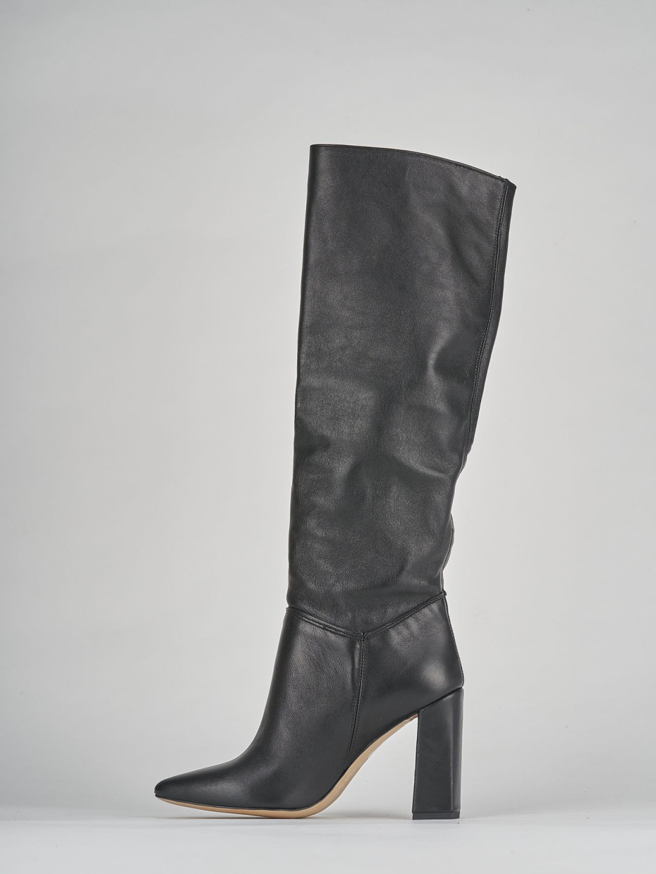 High heel boots heel 9 cm black leather