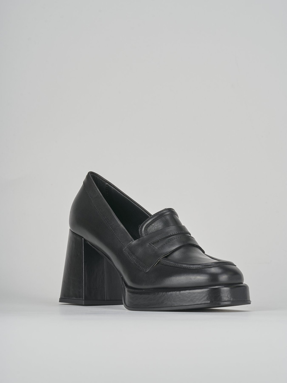 Mocassini tacco 7cm pelle nero