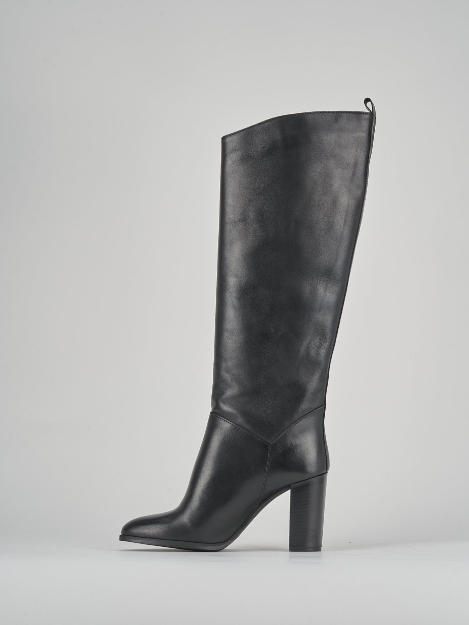 High heel boots heel 8 cm black leather