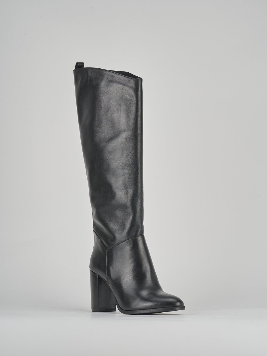 High heel boots heel 8 cm black leather