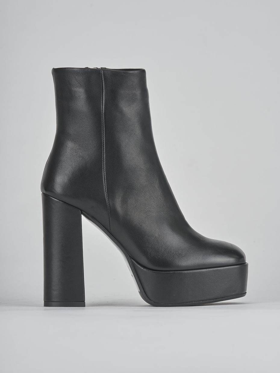 High heel ankle boots heel 11 cm black leather