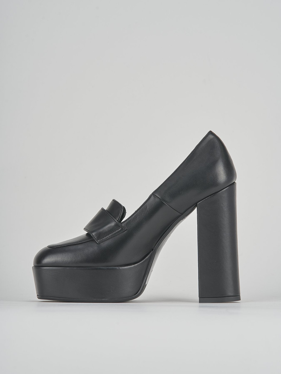 Mocassini tacco 11cm pelle nero