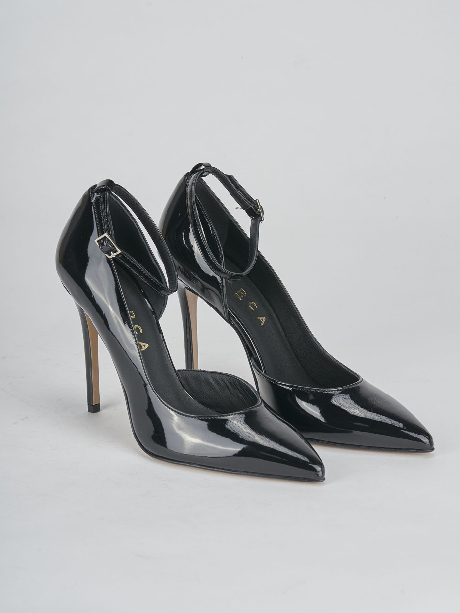 Pumps woman heel 9 cm black patent Barca Stores