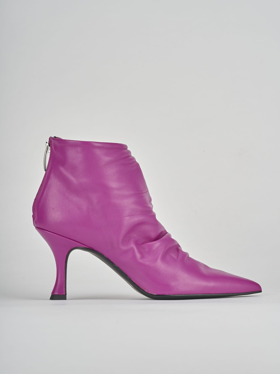 High heel ankle boots heel 7 cm violet leather