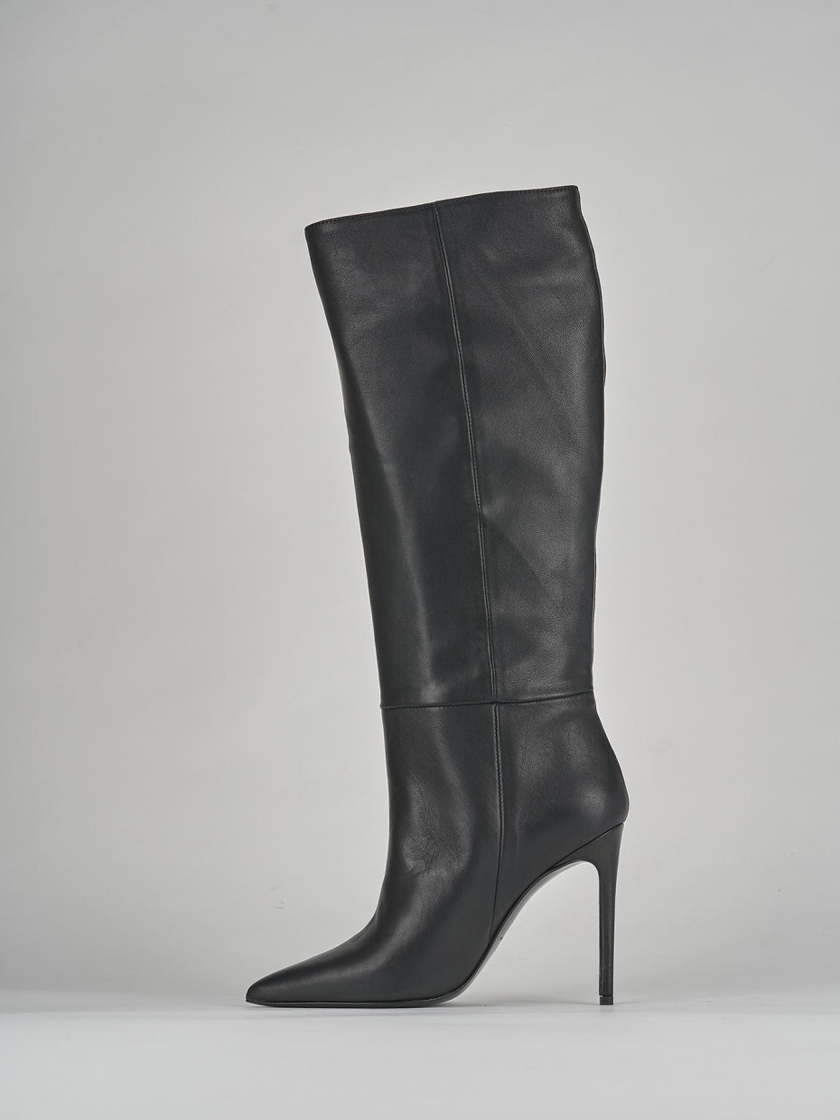 High heel boots heel 12 cm black leather