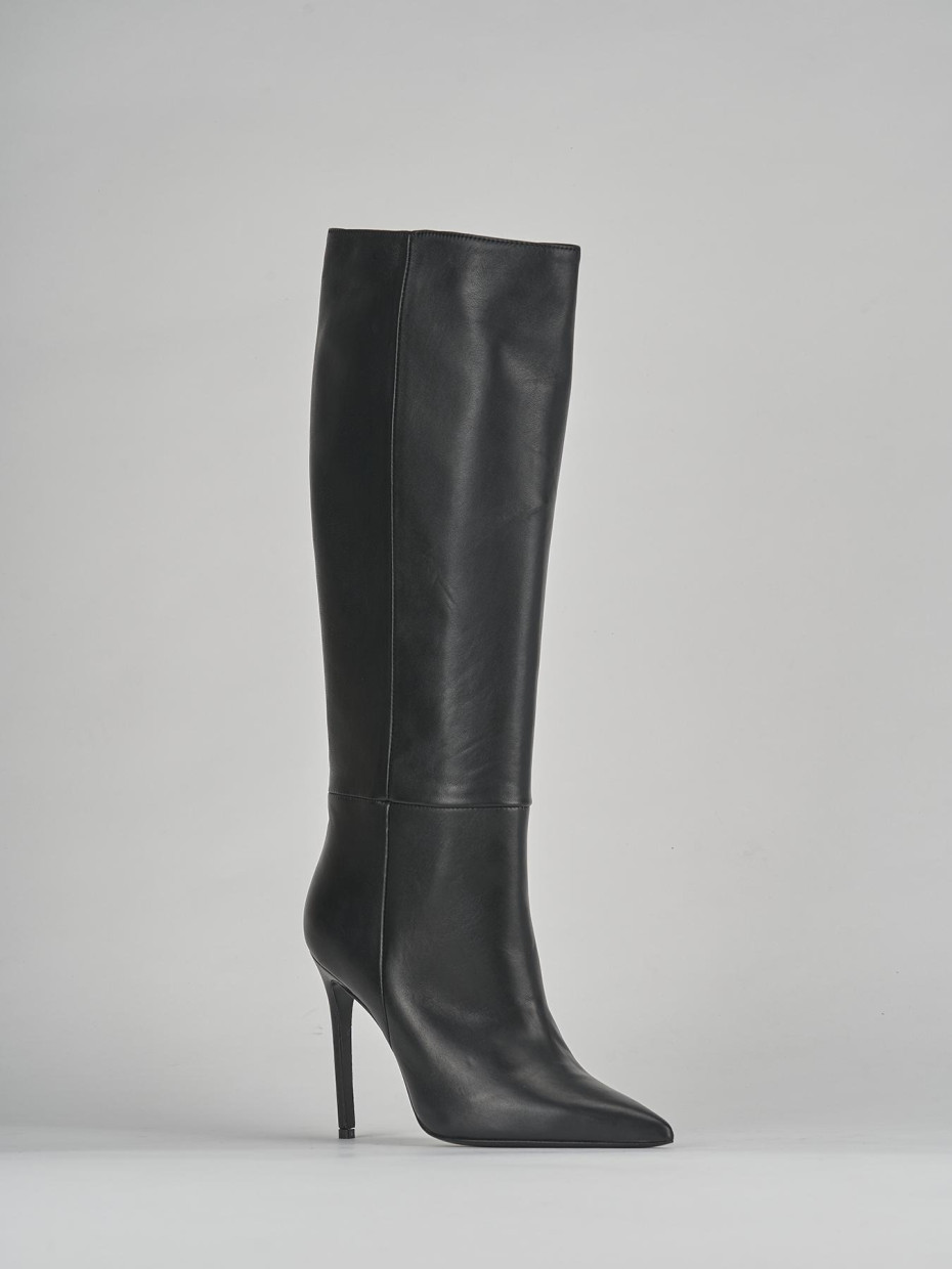 High heel boots heel 12 cm black leather