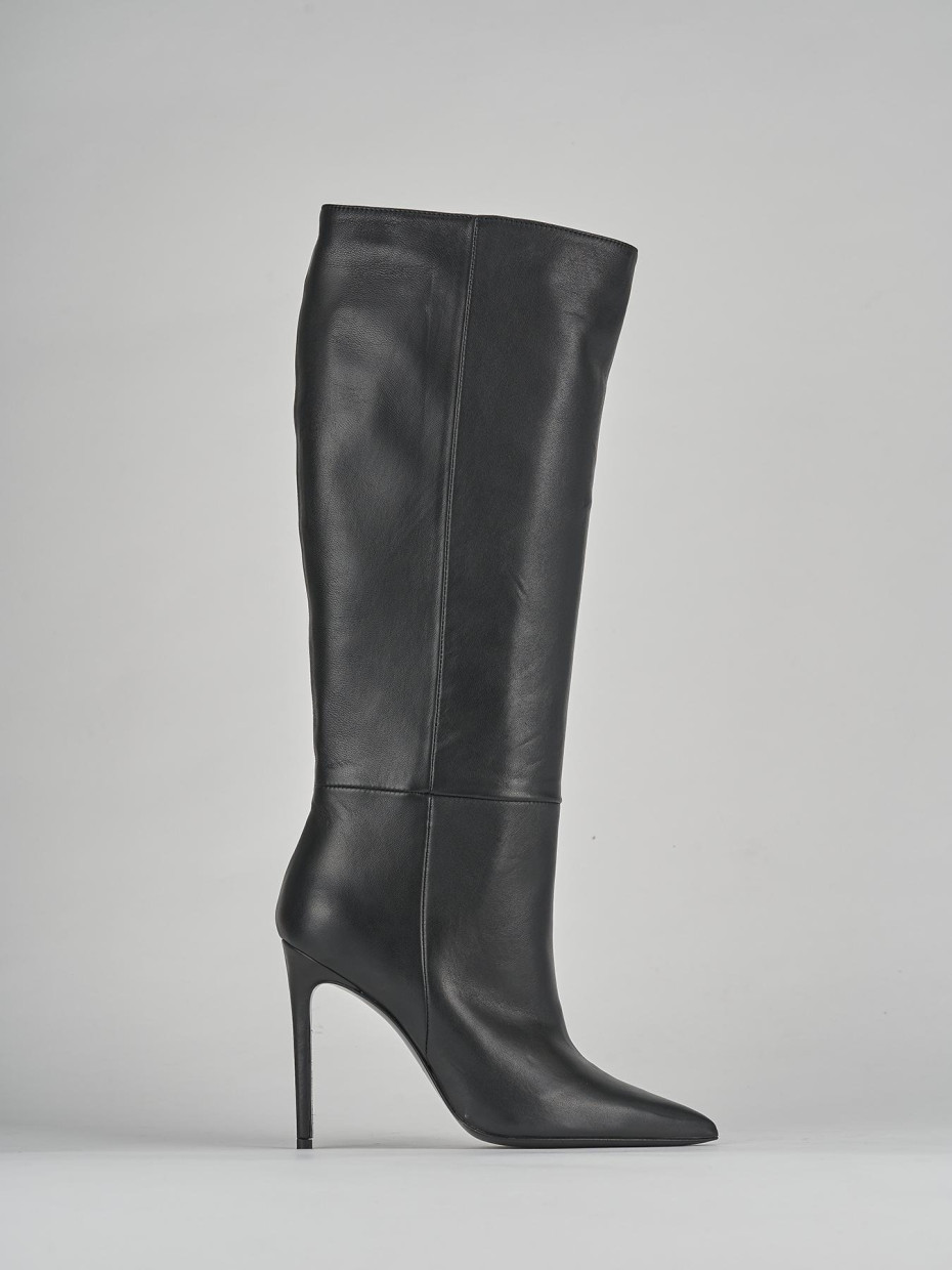 High heel boots heel 12 cm black leather