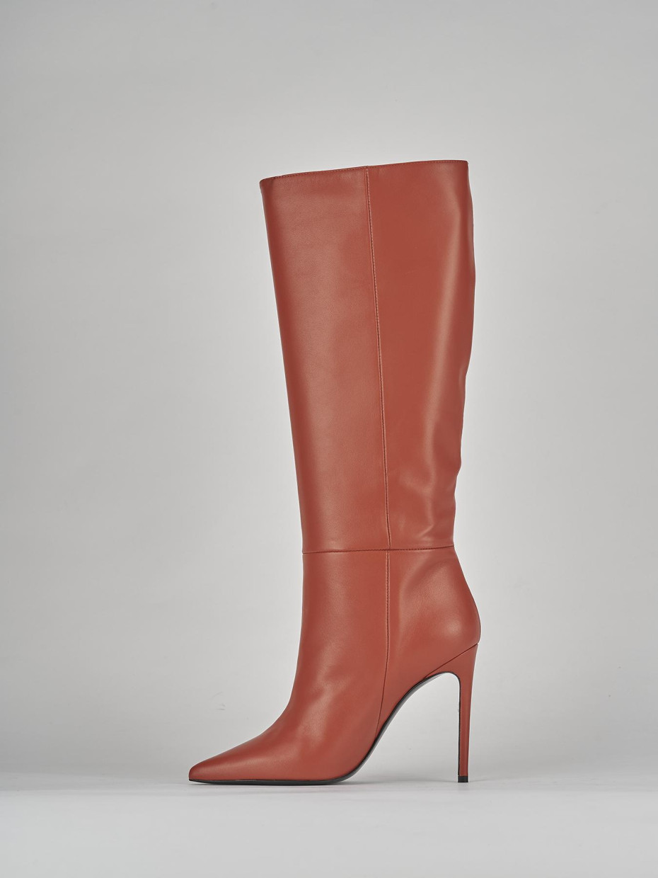 High heel boots heel 12 cm red leather