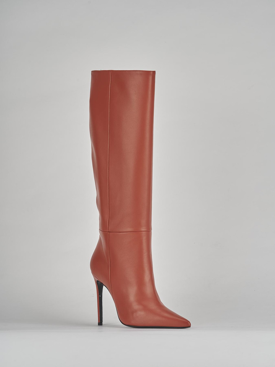 High heel boots heel 12 cm red leather