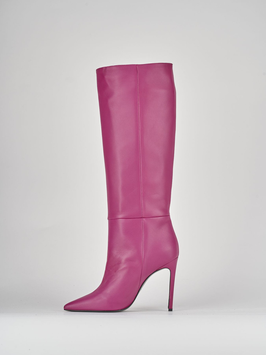 High heel boots heel 12 cm violet leather