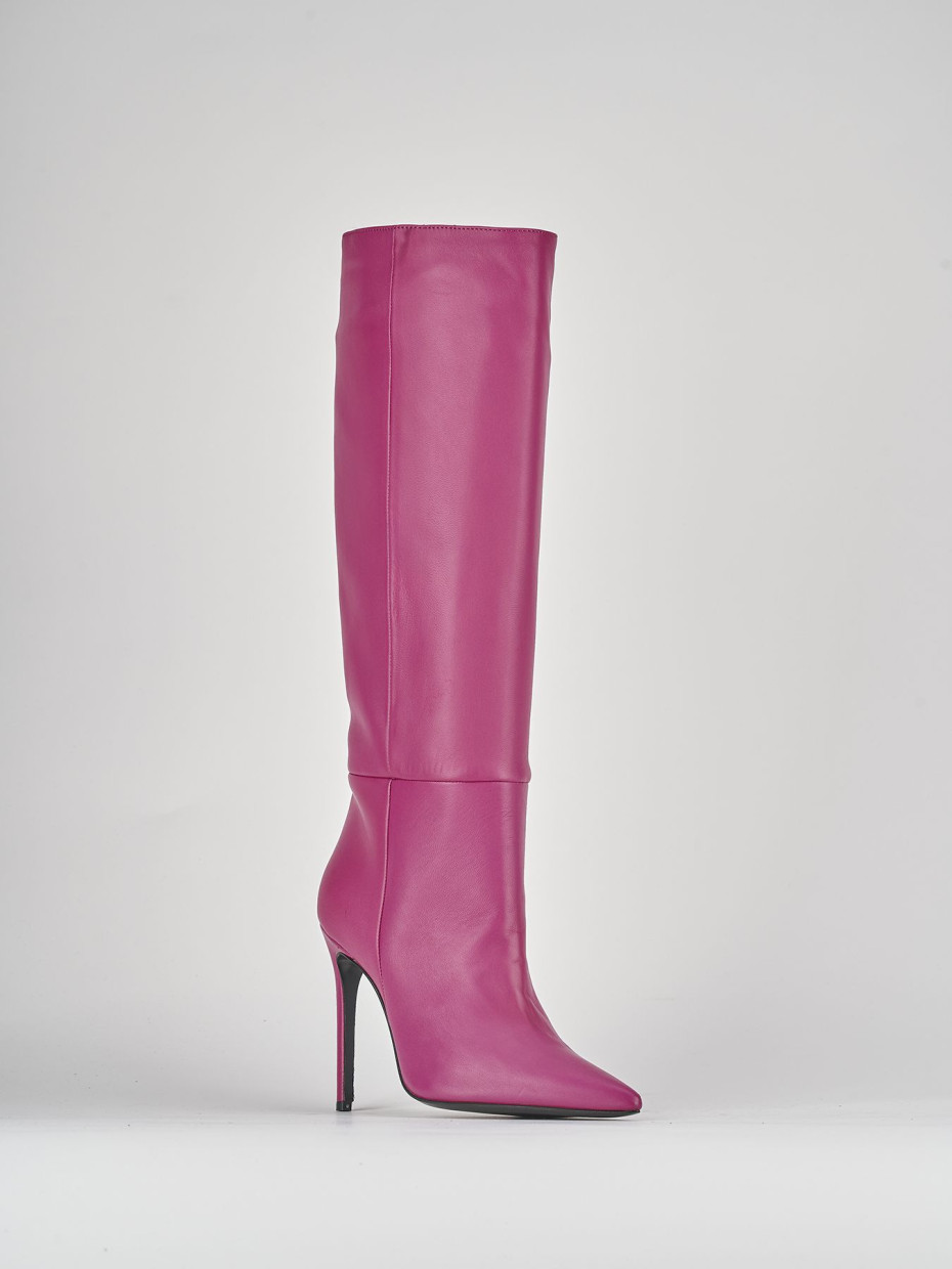 High heel boots heel 12 cm violet leather