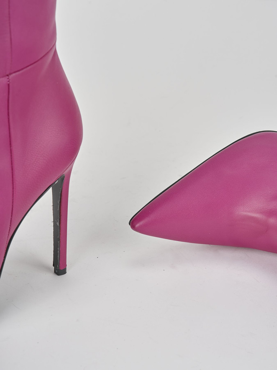 High heel boots heel 12 cm violet leather