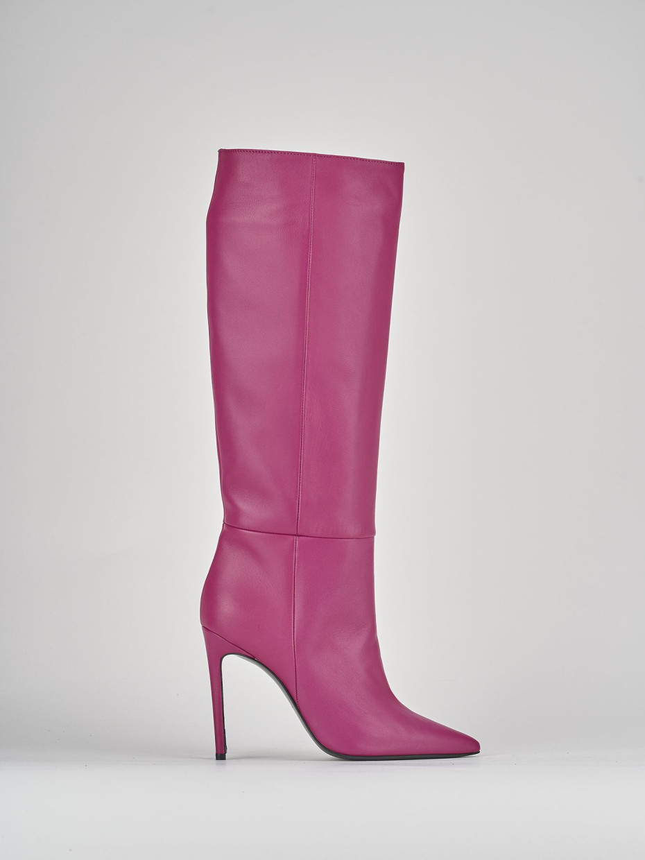 High heel boots heel 12 cm violet leather