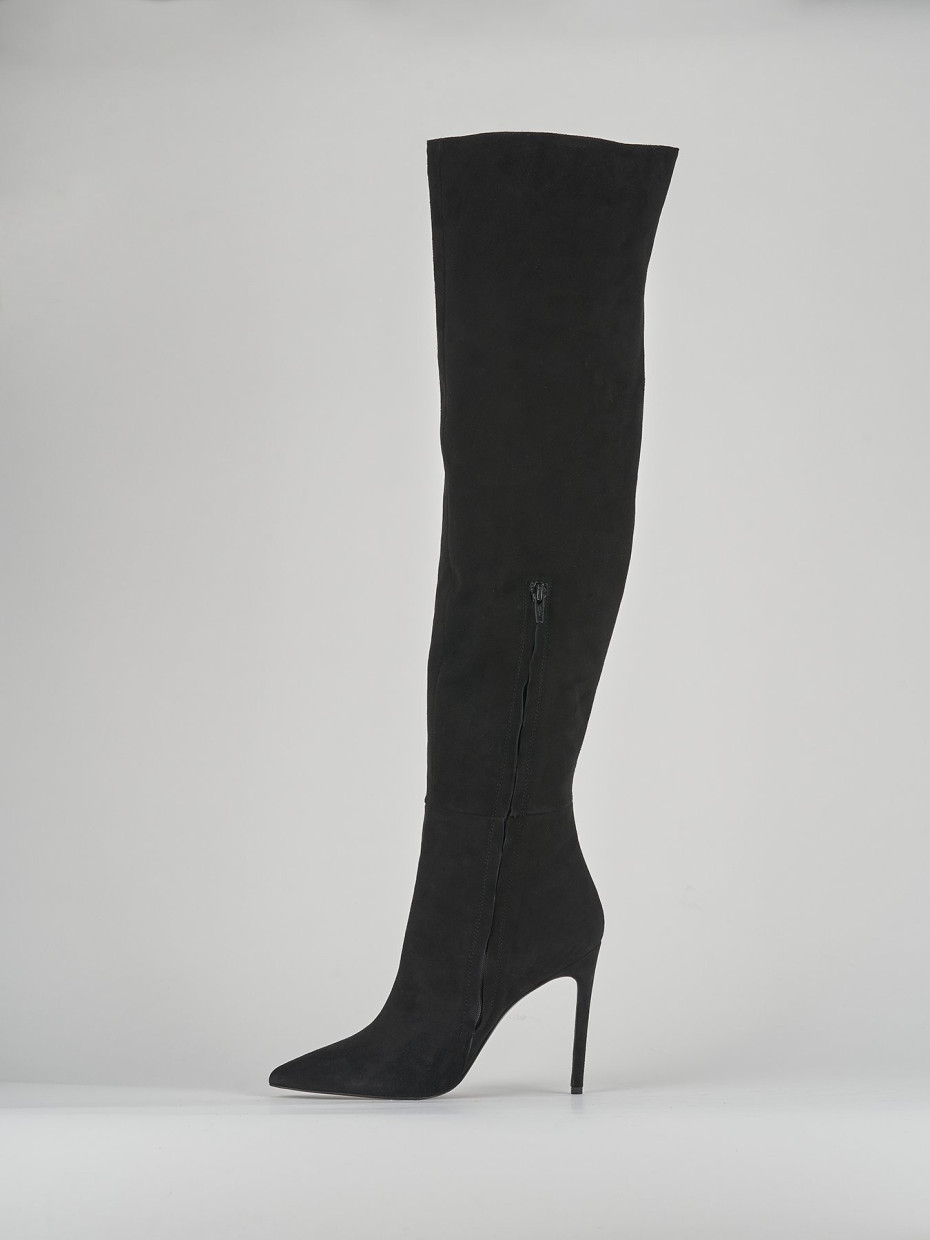 High heel boots heel 12 cm black suede