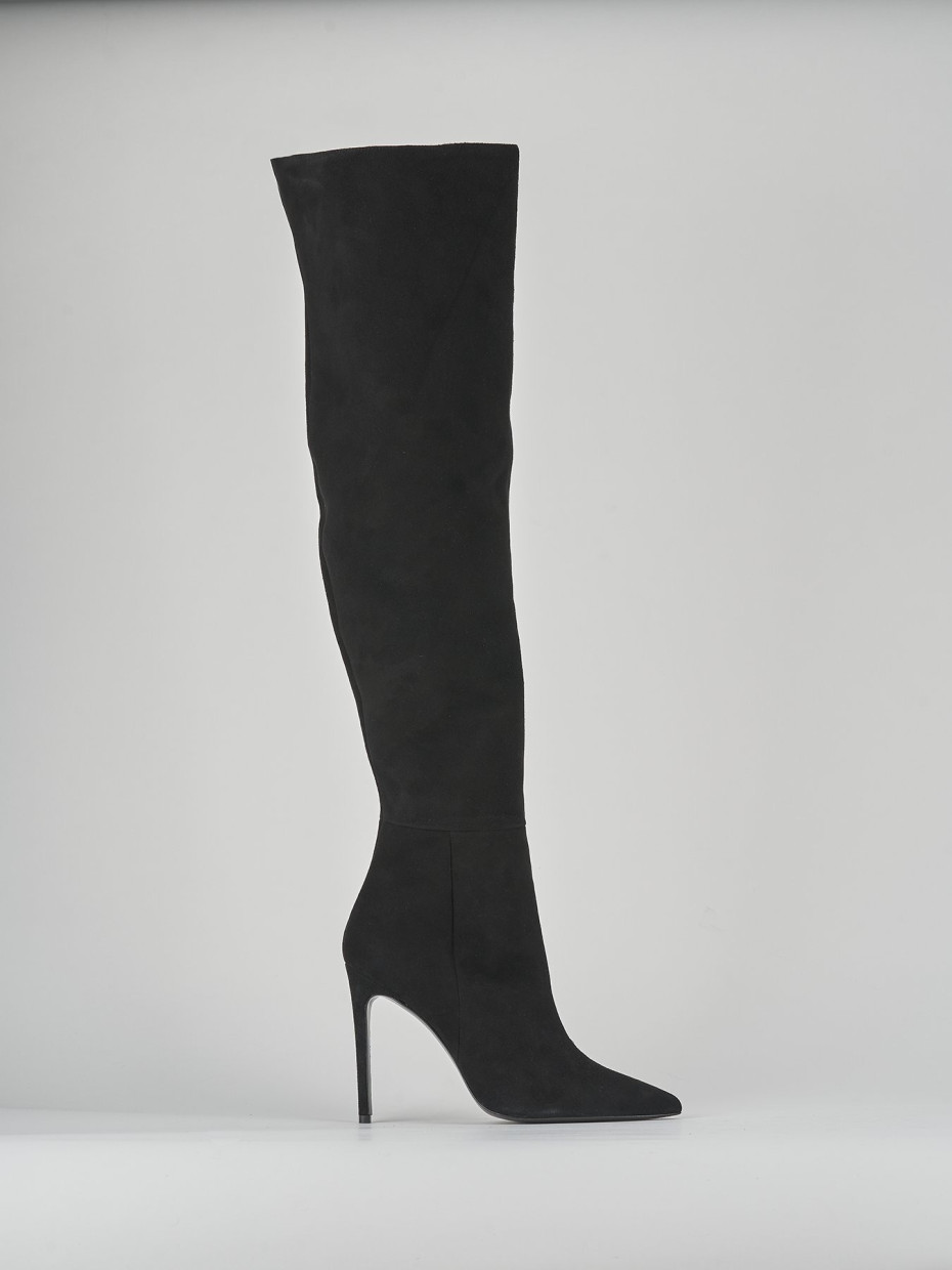 High heel boots heel 12 cm black suede