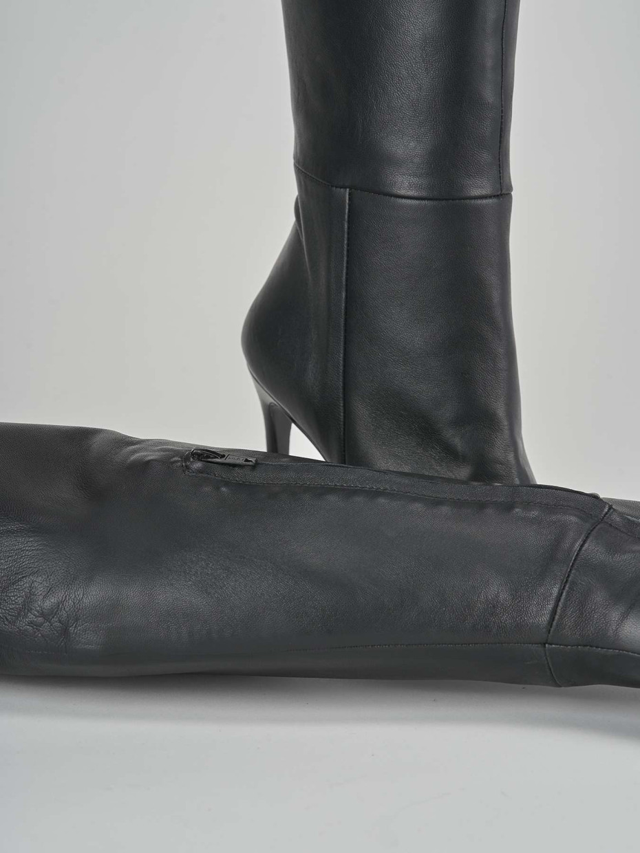 High heel boots heel 13 cm black leather