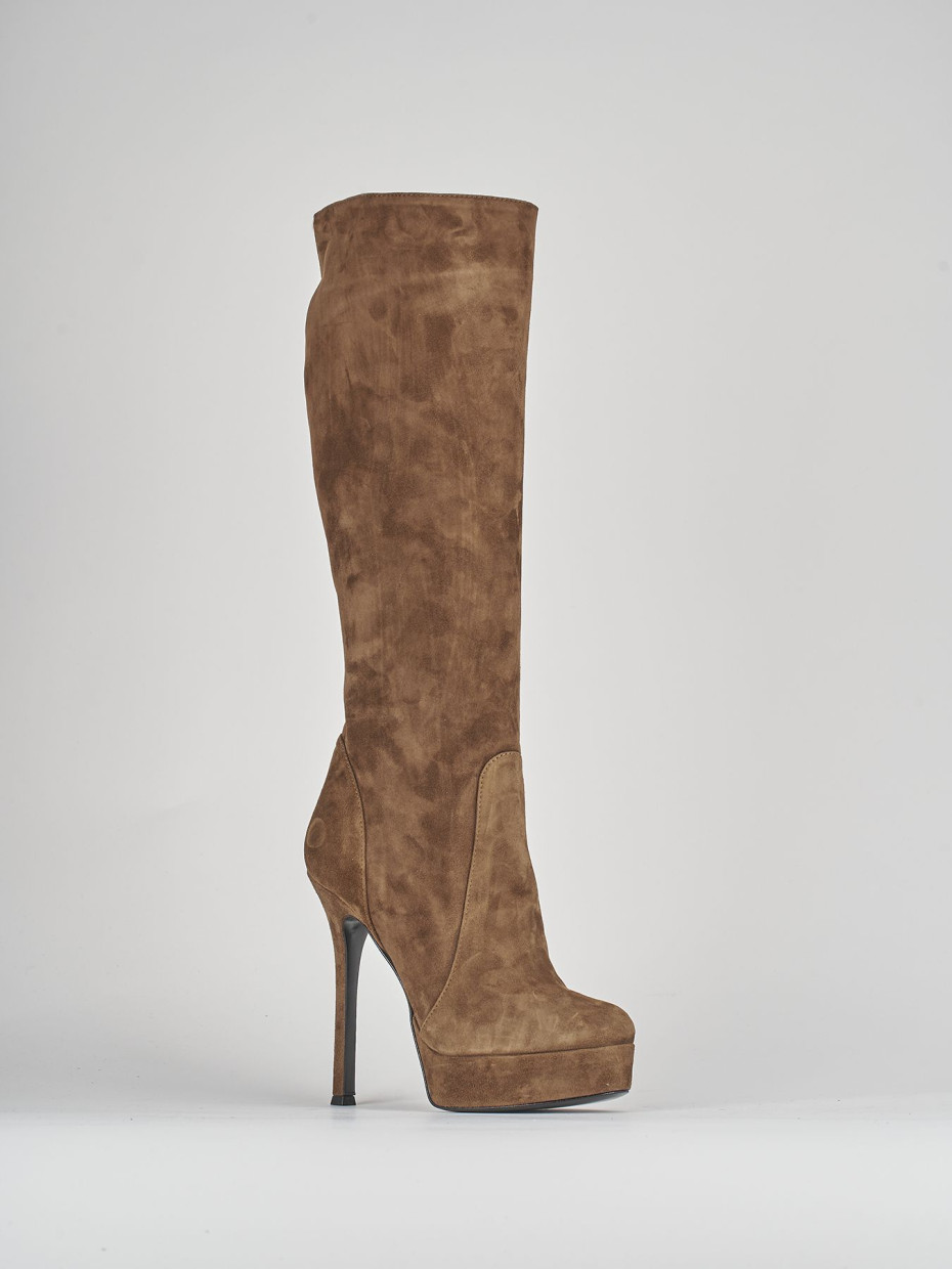 Brown suede high heel boots best sale