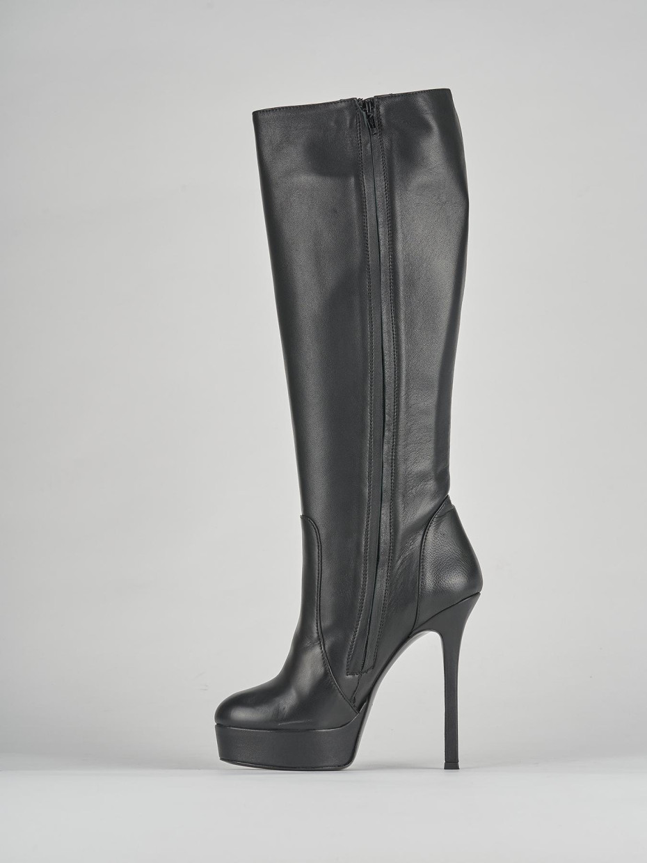 Stivali tacco 12cm pelle nero Barca Stores