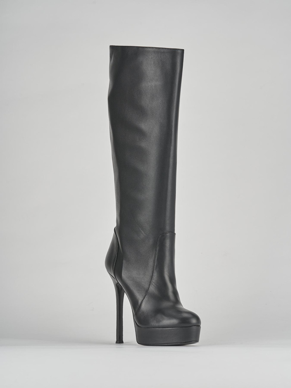High heel boots heel 12 cm black leather