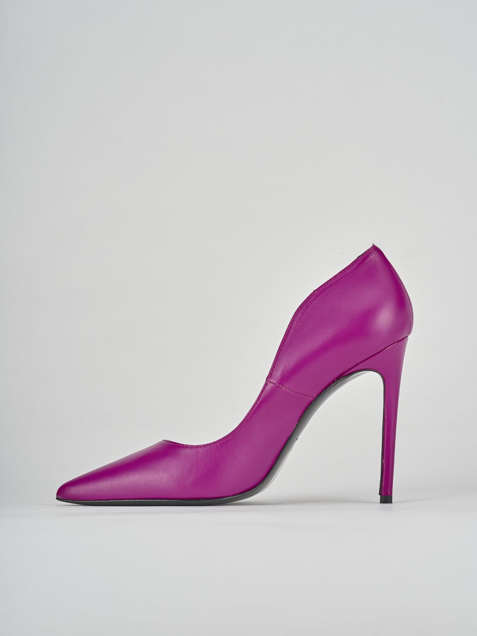 Décolleté e slingback tacco 10cm pelle viola