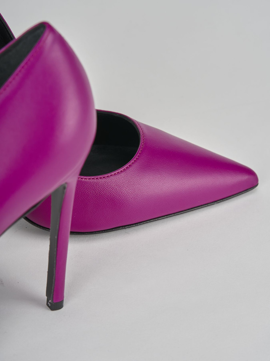 Décolleté e slingback tacco 10cm pelle viola