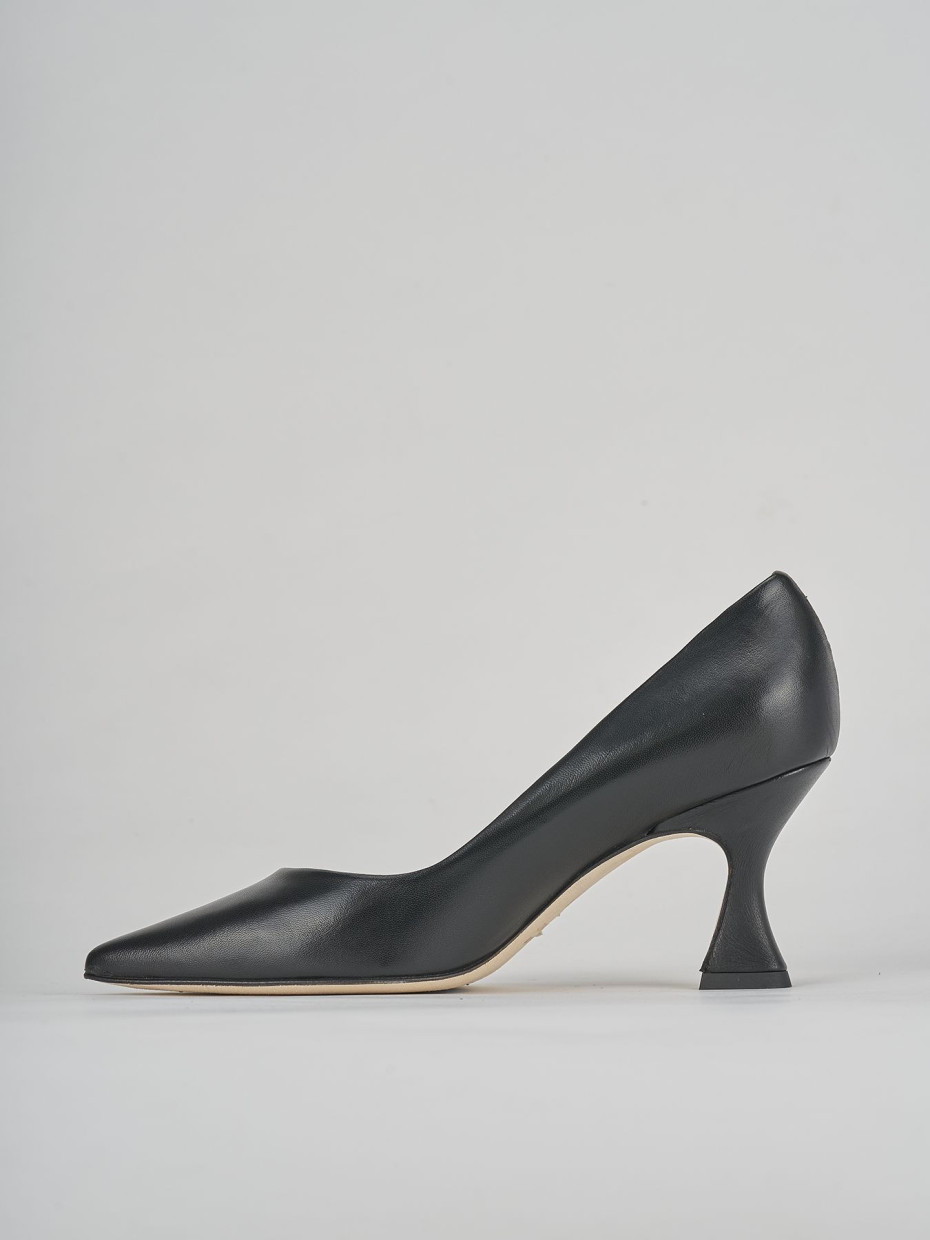 Décolleté e slingback tacco 7cm pelle nero