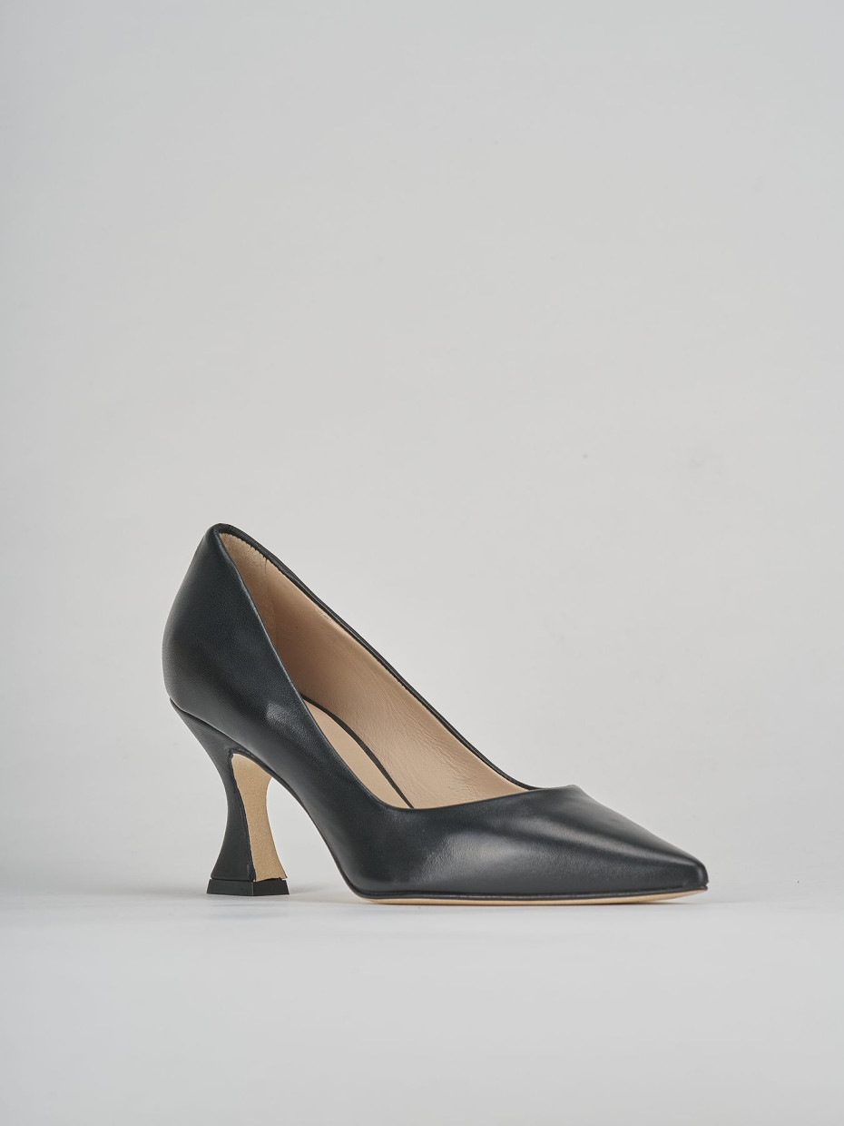 Décolleté e slingback tacco 7cm pelle nero