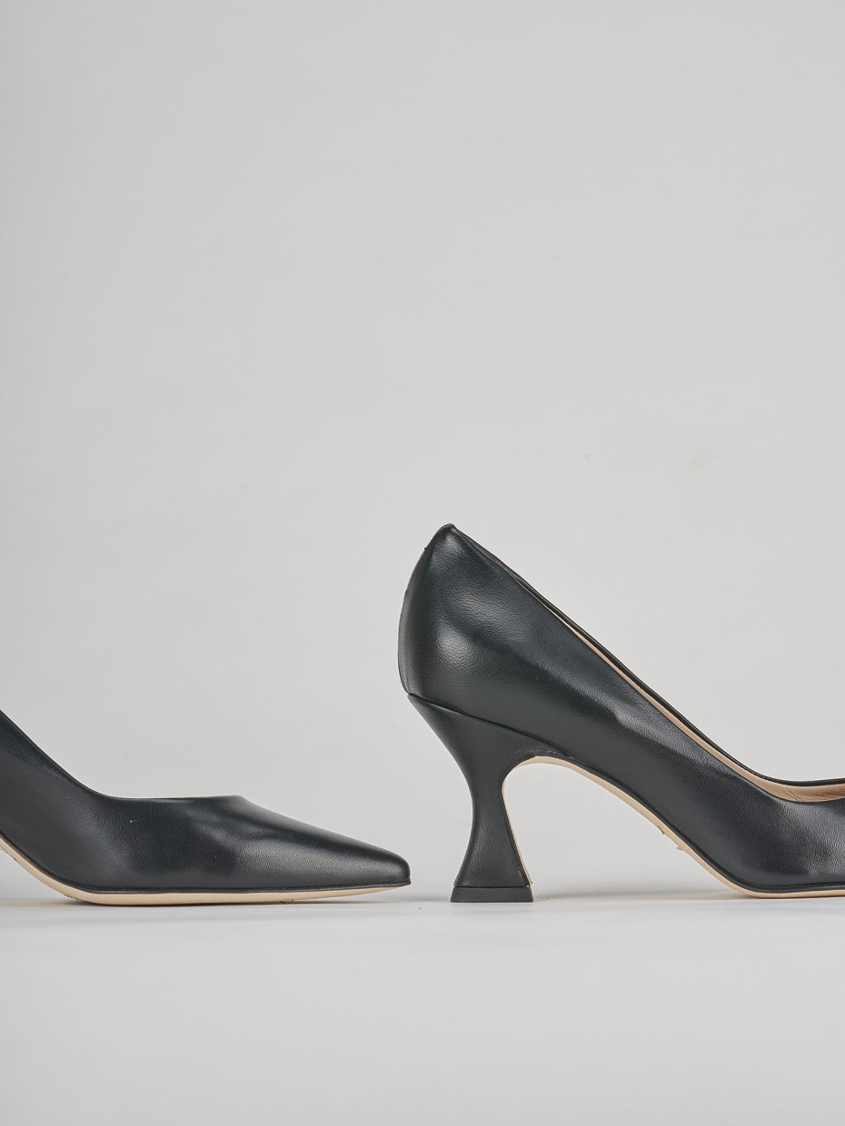 Décolleté e slingback tacco 7cm pelle nero