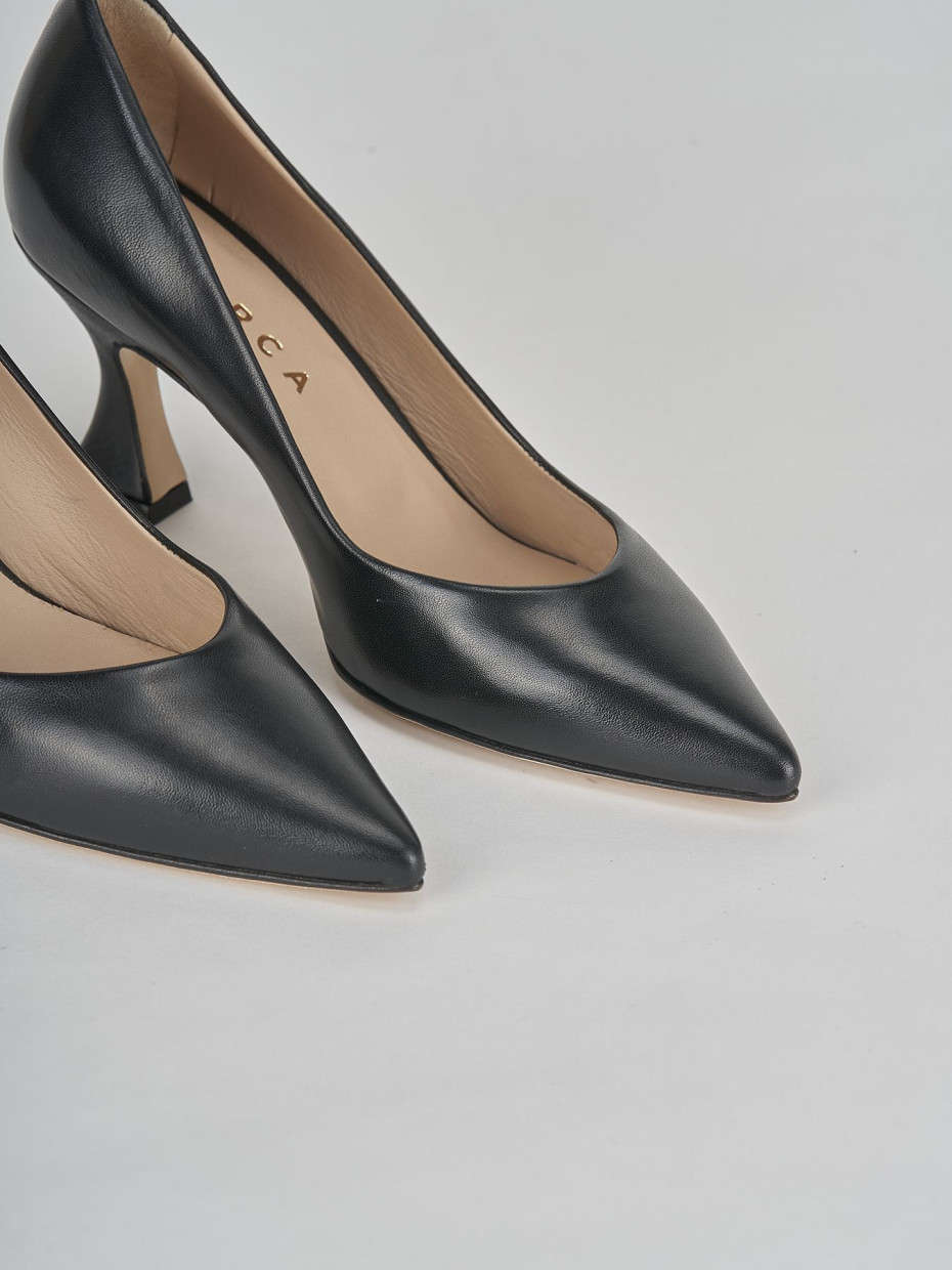 Décolleté e slingback tacco 7cm pelle nero