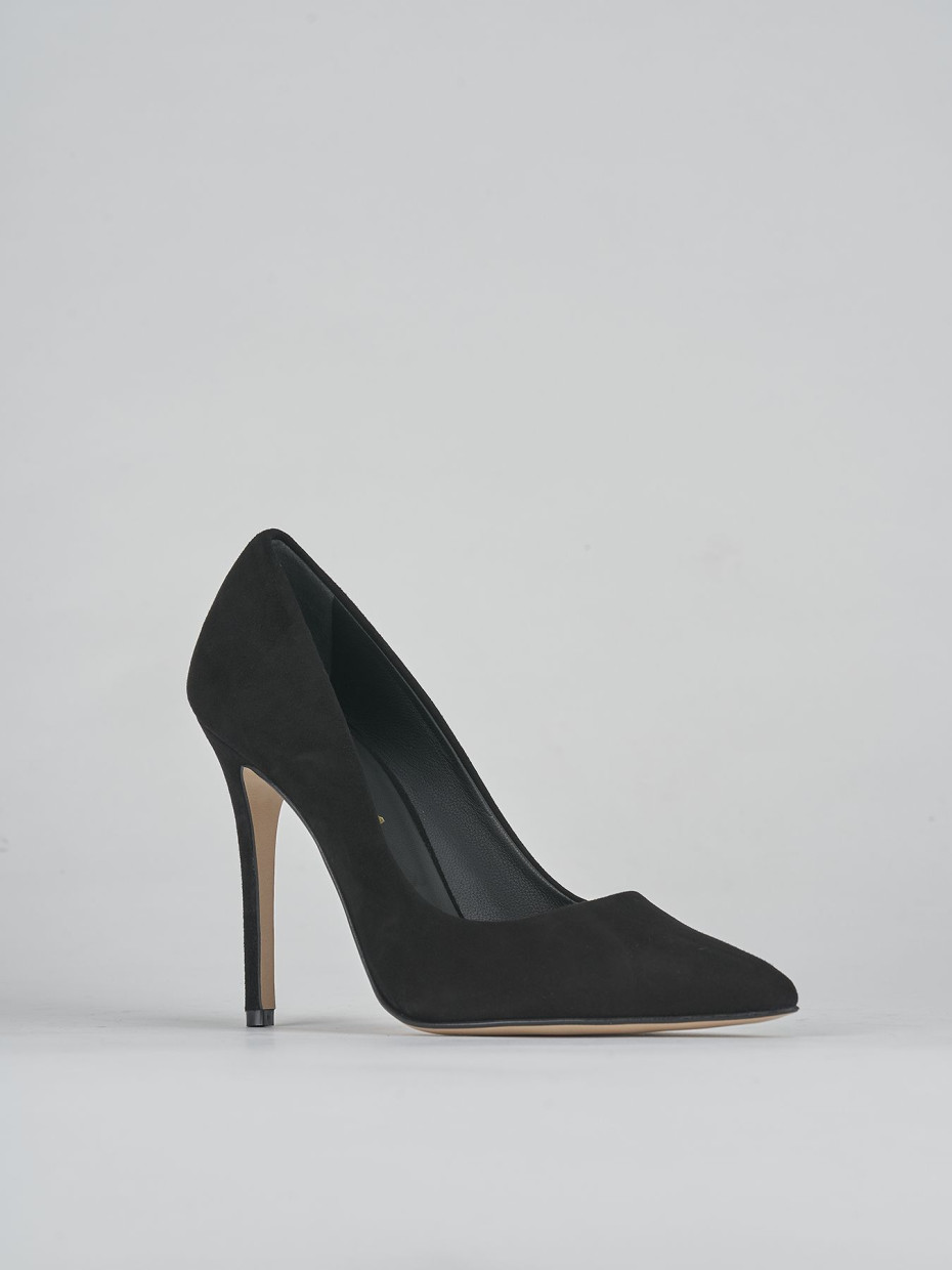 Decolte' tacco 11 cm nero camoscio