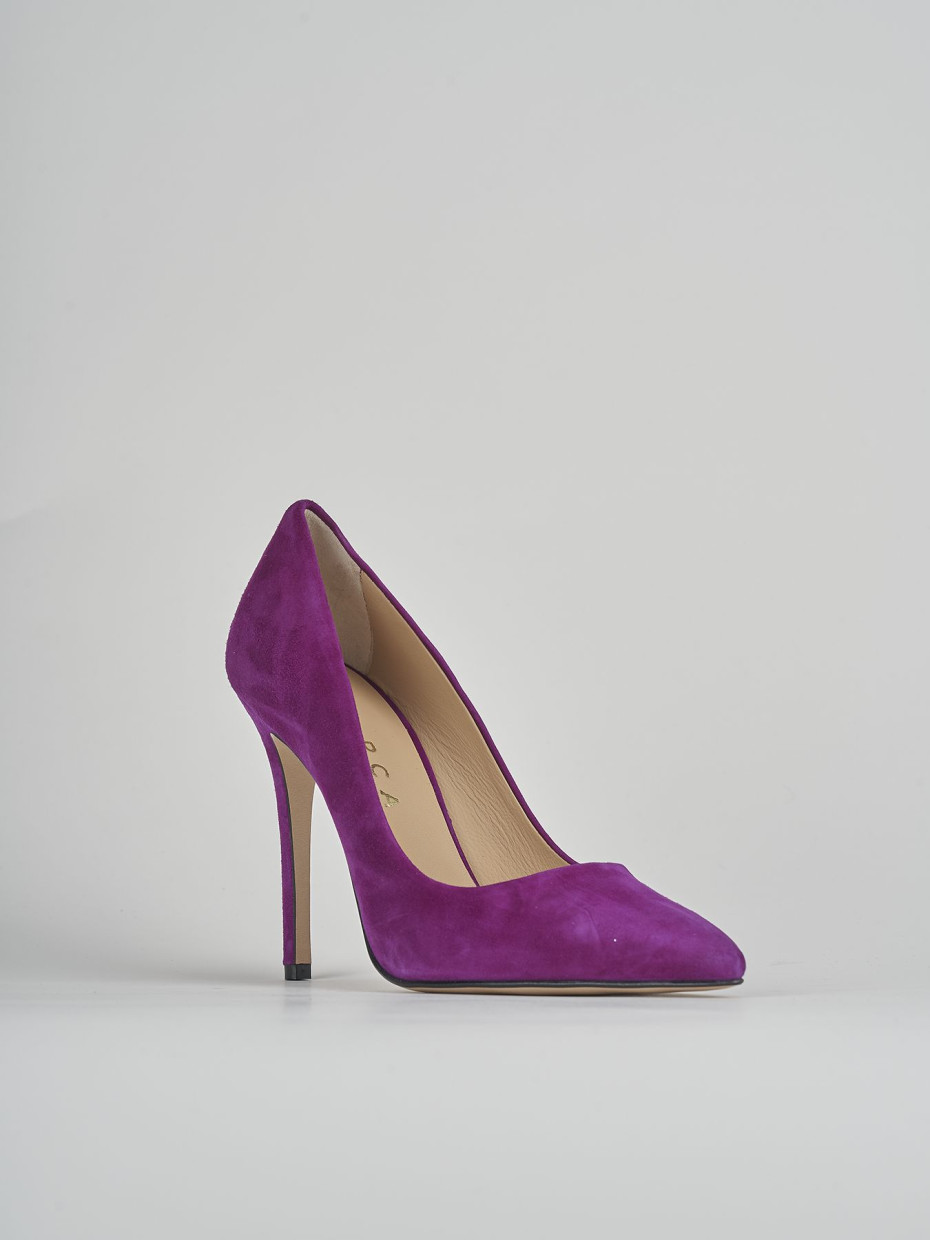 Decolte' tacco 11 cm viola camoscio