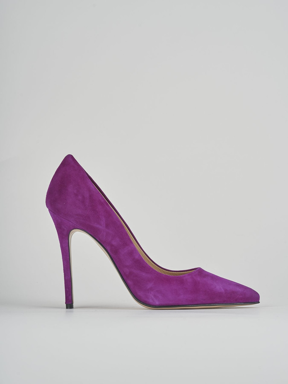 Decolte' tacco 11 cm viola camoscio