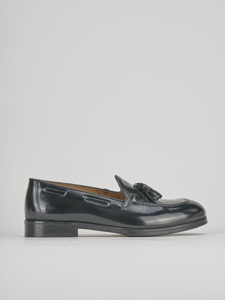 Loafers heel 1 cm black leather