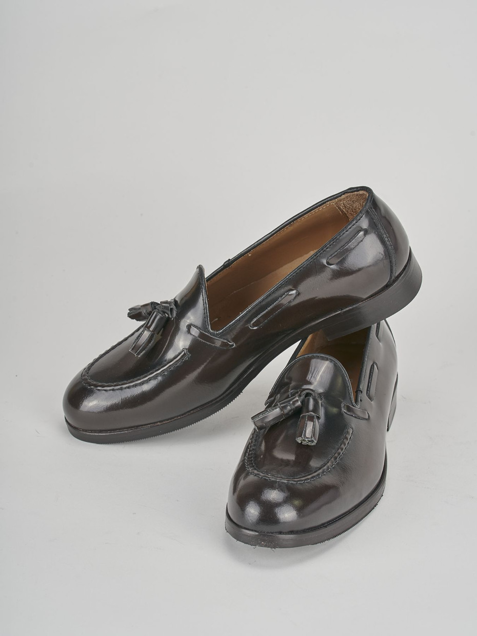 Mocassino tacco 1cm  testa pelle