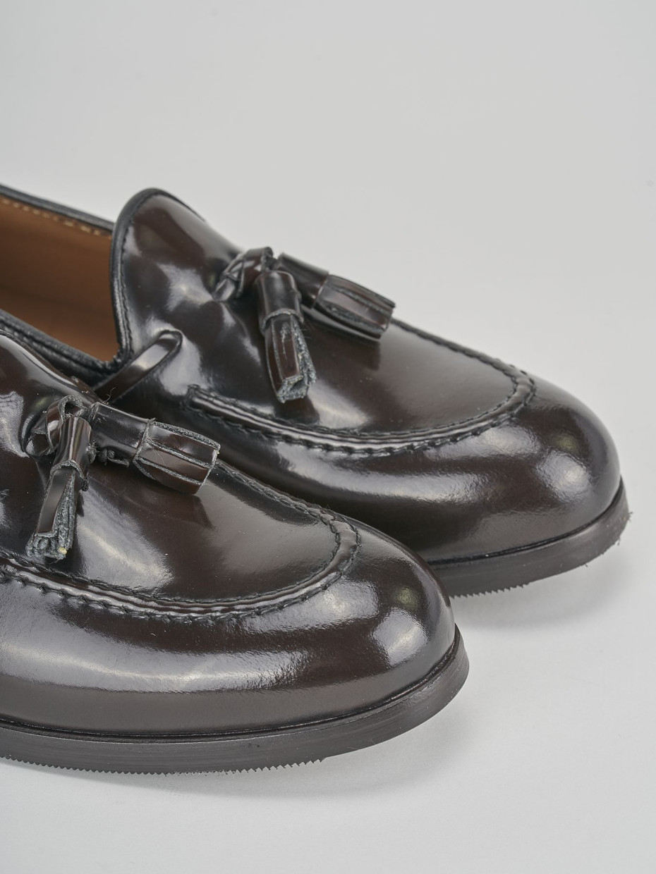 Mocassino tacco 1cm  testa pelle