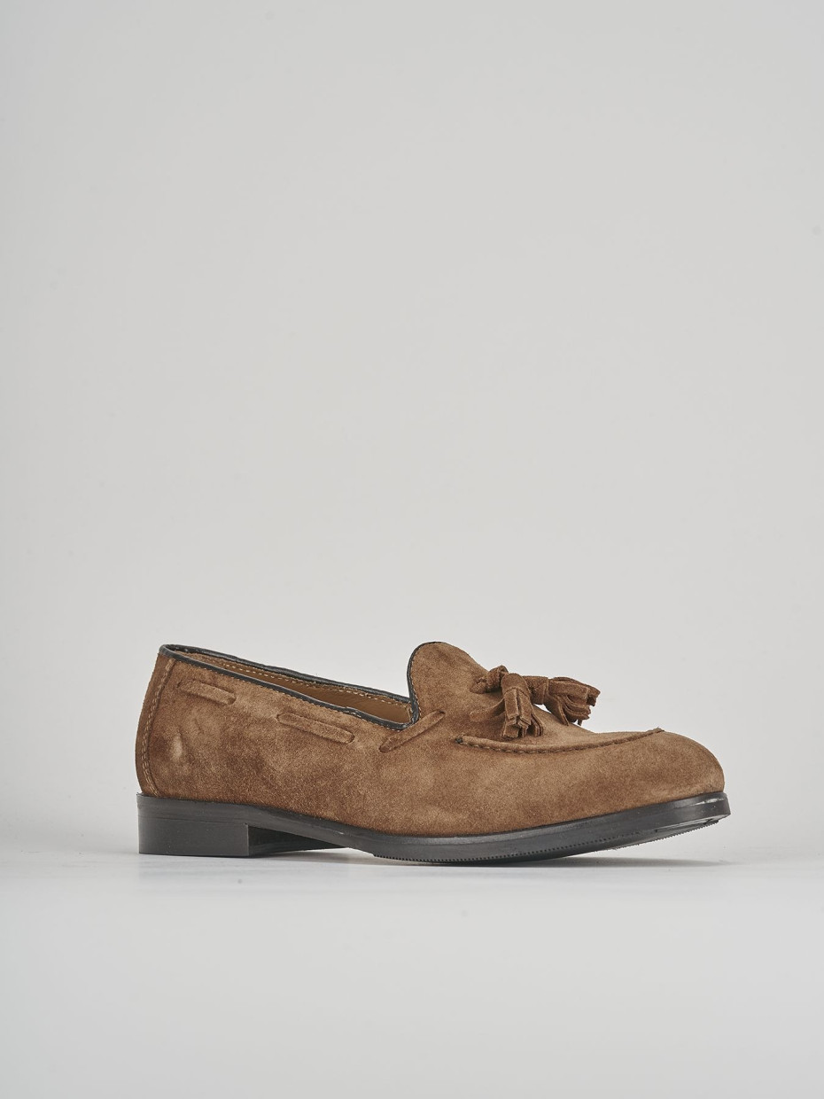 Mocassino tacco 1cm  marrone camoscio