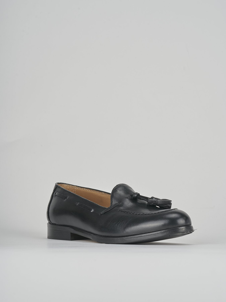 Mocassino tacco 1cm  nero pelle