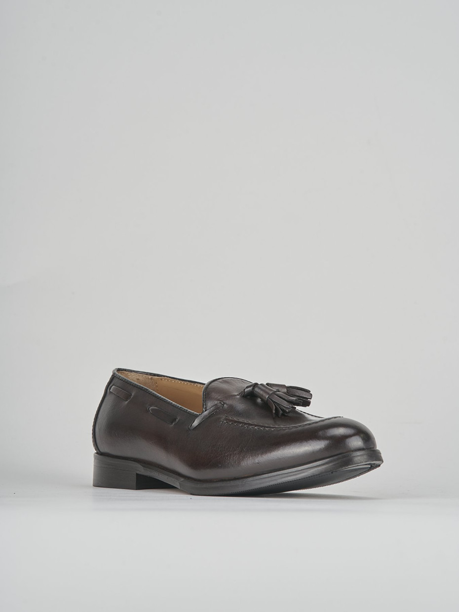 Mocassino tacco 1cm  testa pelle