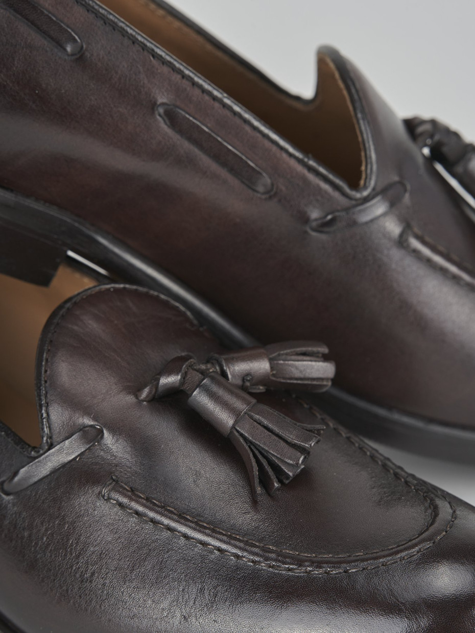 Mocassino tacco 1cm  testa pelle