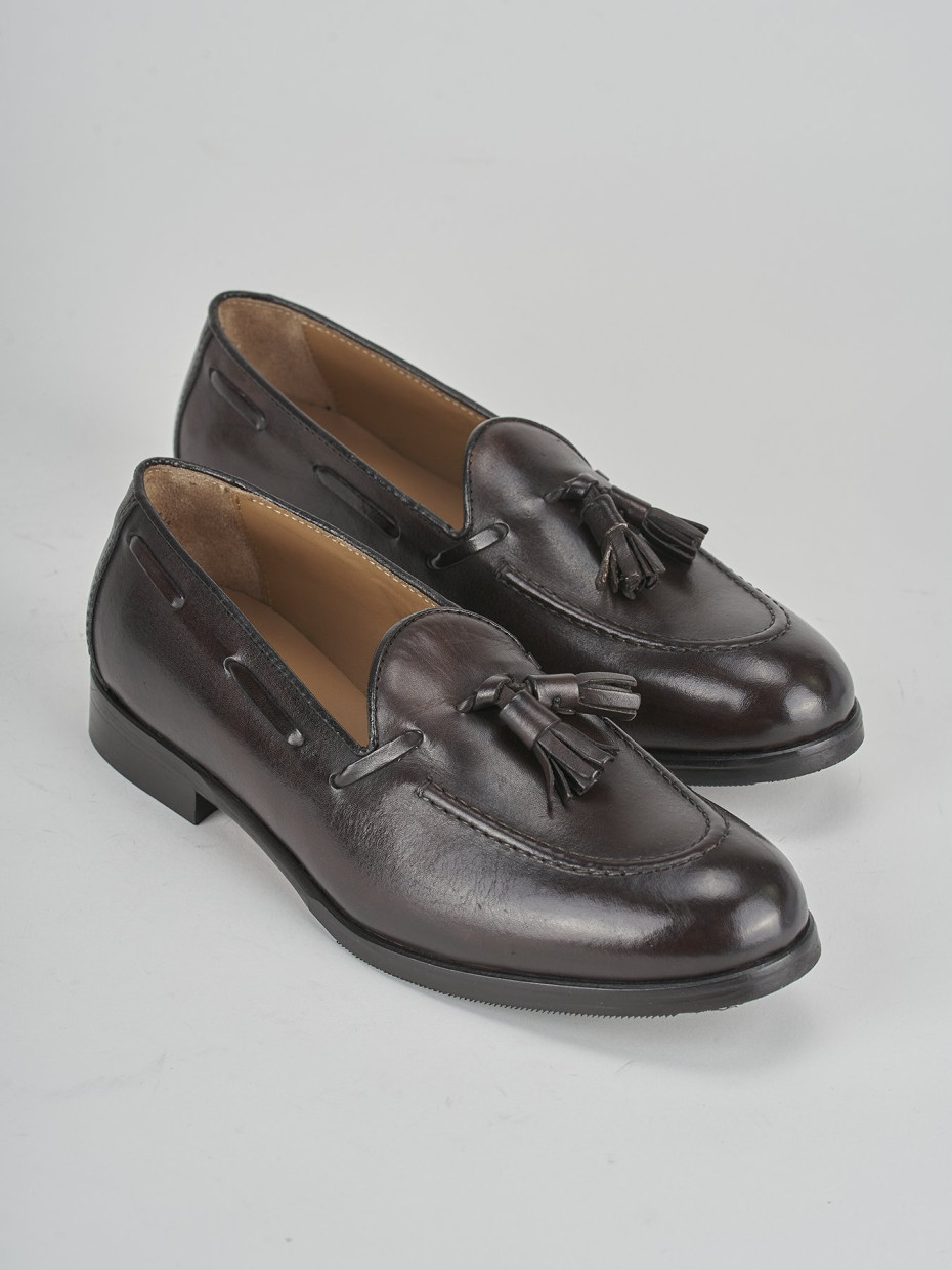 Mocassino tacco 1cm  testa pelle