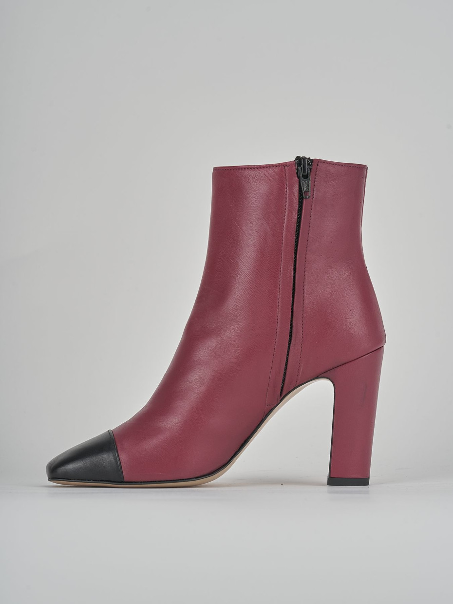 High heel ankle boots heel 8 cm red leather