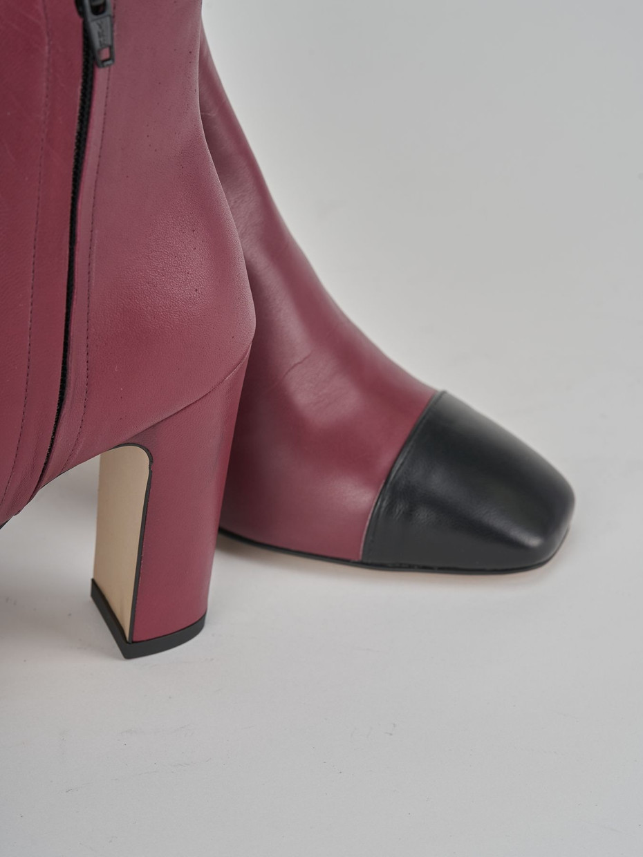 High heel ankle boots heel 8 cm red leather